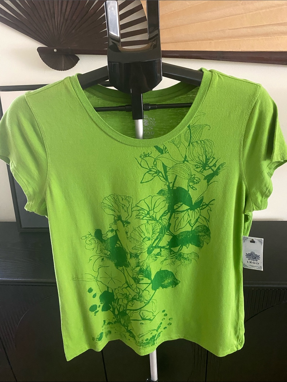 IZOD Vintage 90’s Key Largo Lime Green Floral Tee
